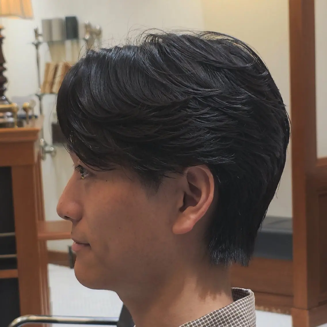 ショート パーマ メンズ センターパート メンズパーマ カット パーマ トリートメント RYU/毛流れパーマ /前髪立ち上げ⚡️のヘアスタイル