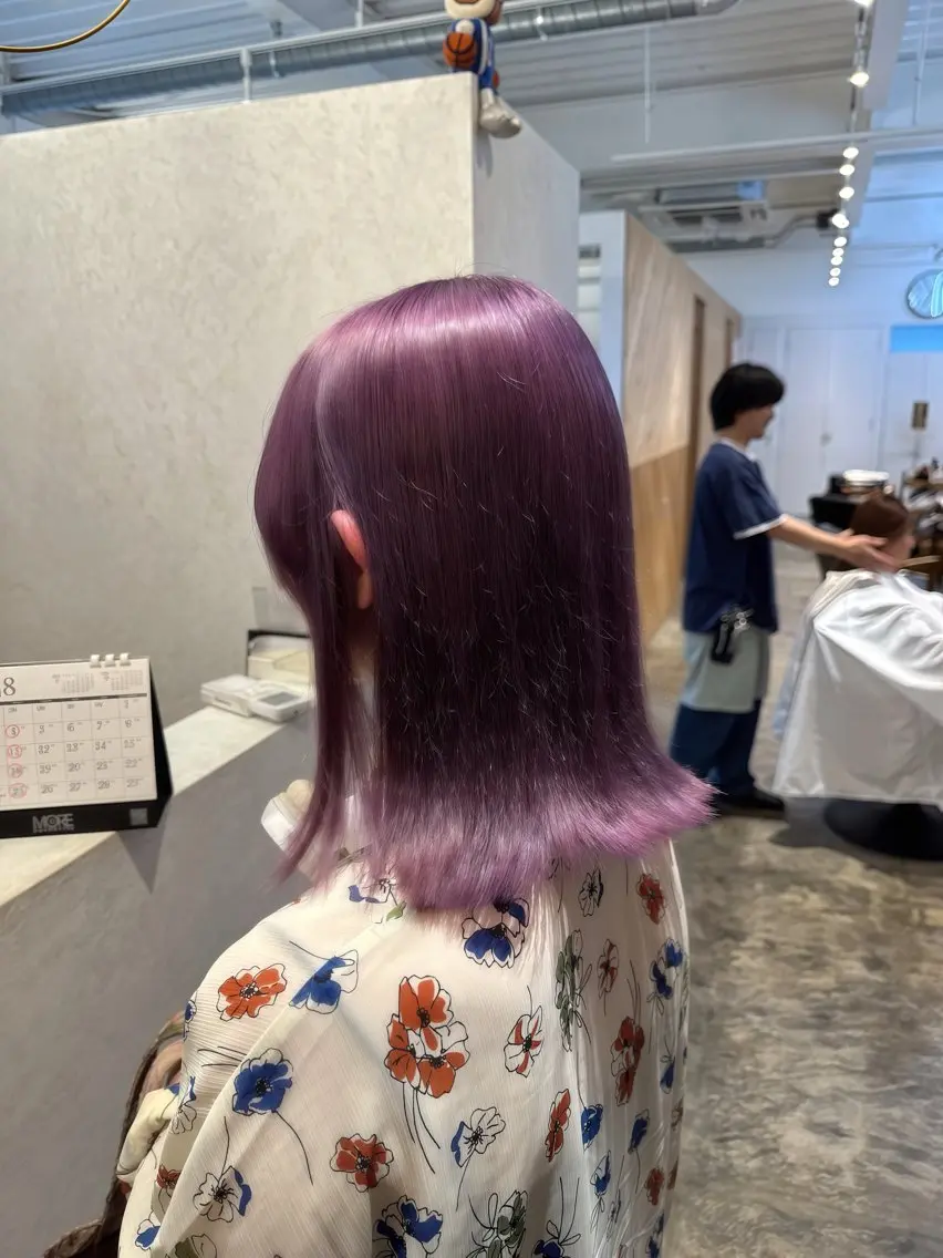 ミディアム カラー ブリーチ ラベンダーカラー ラベンダーピンク ピンクカラー ピンクラベンダー ヘアカラー ハイトーンカラー特化 🥀KAITO🥀のヘアスタイル