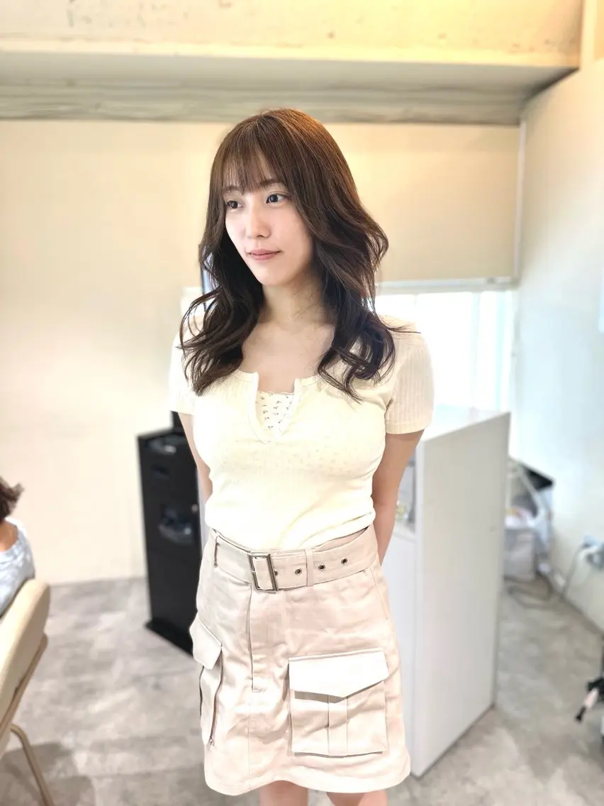 ロング カラー アディクシーカラー バレイヤージュ ブリーチ デザインカラー ダブルカラー カット ヘアカラー トリートメント opus 店長大和 レイヤー/赤み消しのヘアスタイル