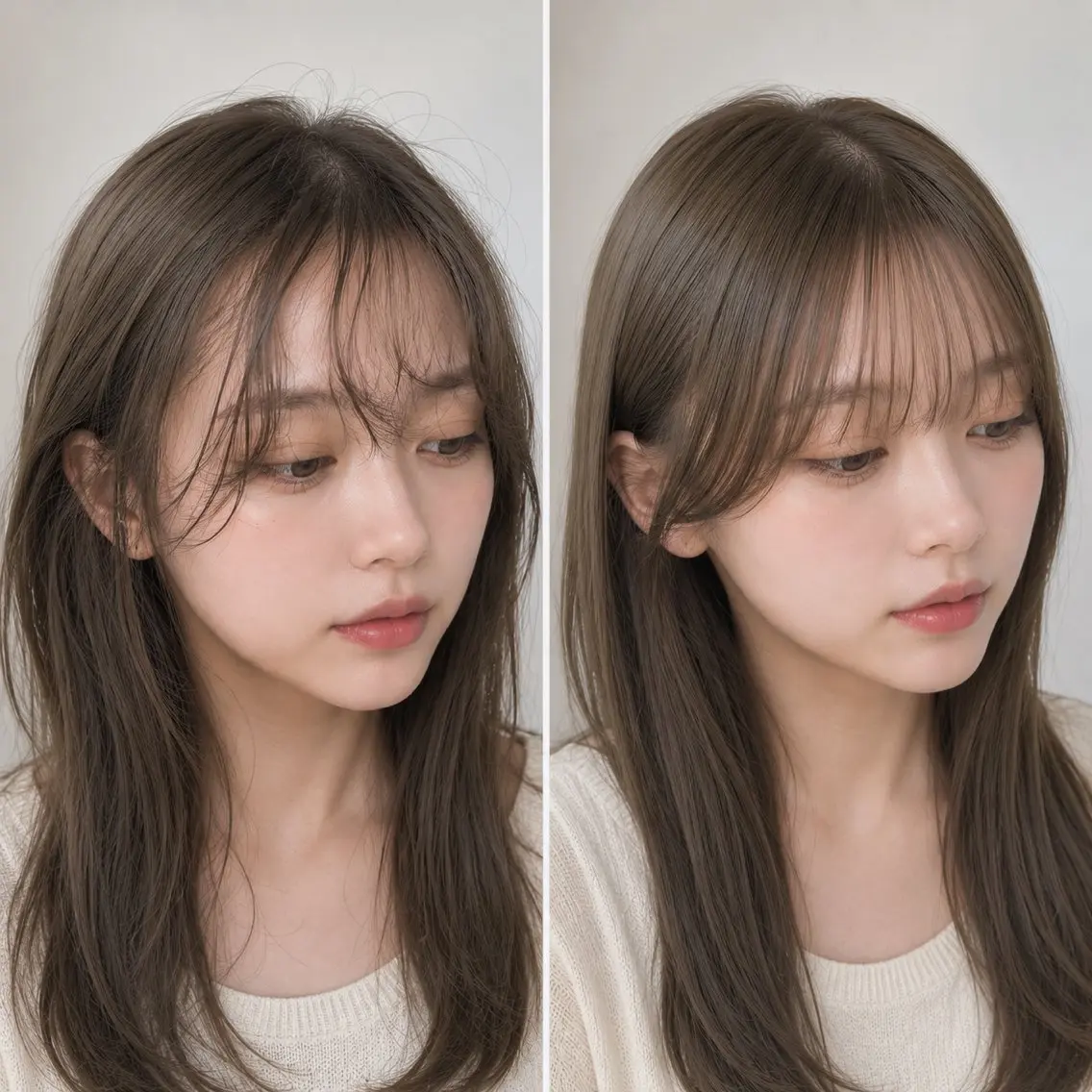 前髪カット＋前髪、顔まわりストレートの写真