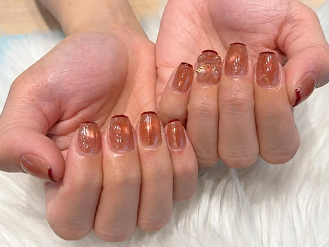 ネイル リボン ハンドネイル Kanai Harukaのネイルデザイン