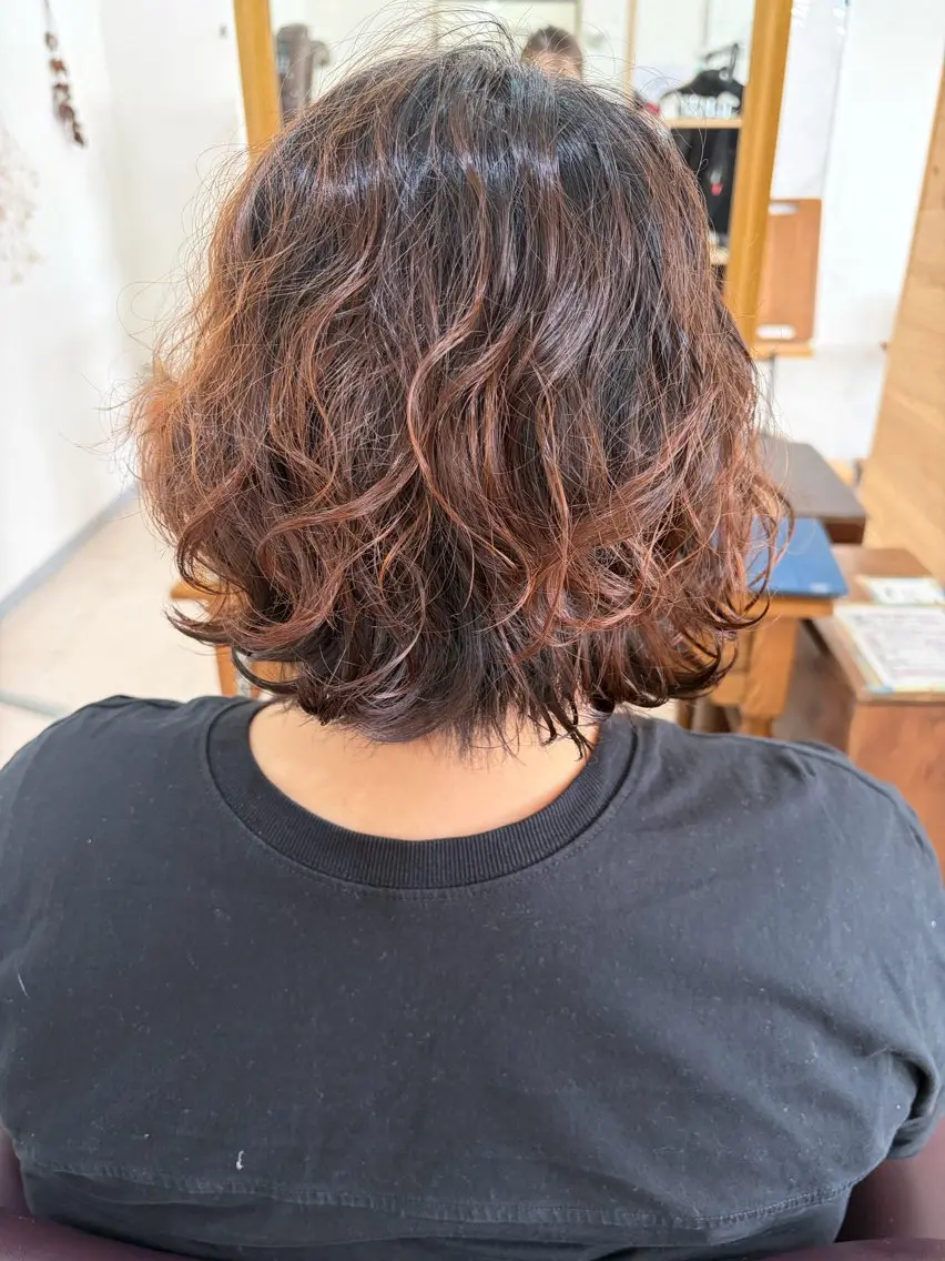 ミディアム カット パーマ 河村 あいりのヘアスタイル