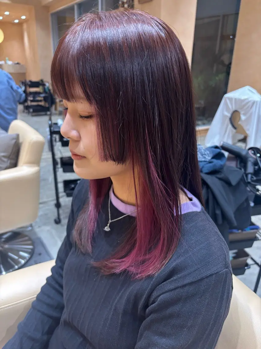 セミロング カラー ピンクカラー 顔周りカット このか🌸ショート/ ボブカットのヘアスタイル