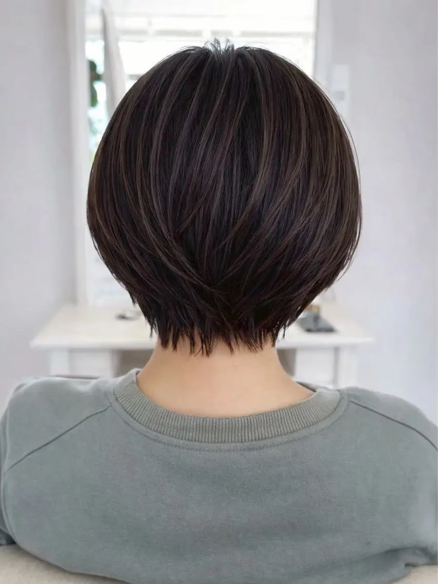 ショート カット センターパート 韓国ヘア・綾也のヘアスタイル