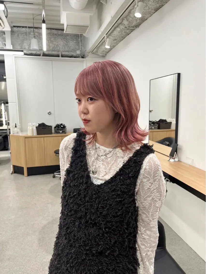 ミディアム カラー ミディアムレイヤー レイヤーカット ボブパーマ/縮毛矯正 /かわいい/せき🫧のヘアスタイル