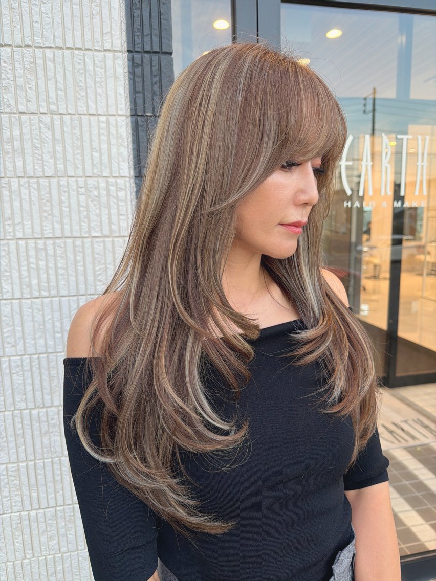 ロング ハイライト レイヤーカット カット 美髪矯正/髪質改善/ 艶レイヤー 古畑佑悟のヘアスタイル