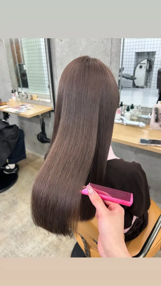 ロング カラー カット ヘアカラー トリートメント 🌷ラベンダーピンク 顔まわり🌷ねいろのヘアスタイル