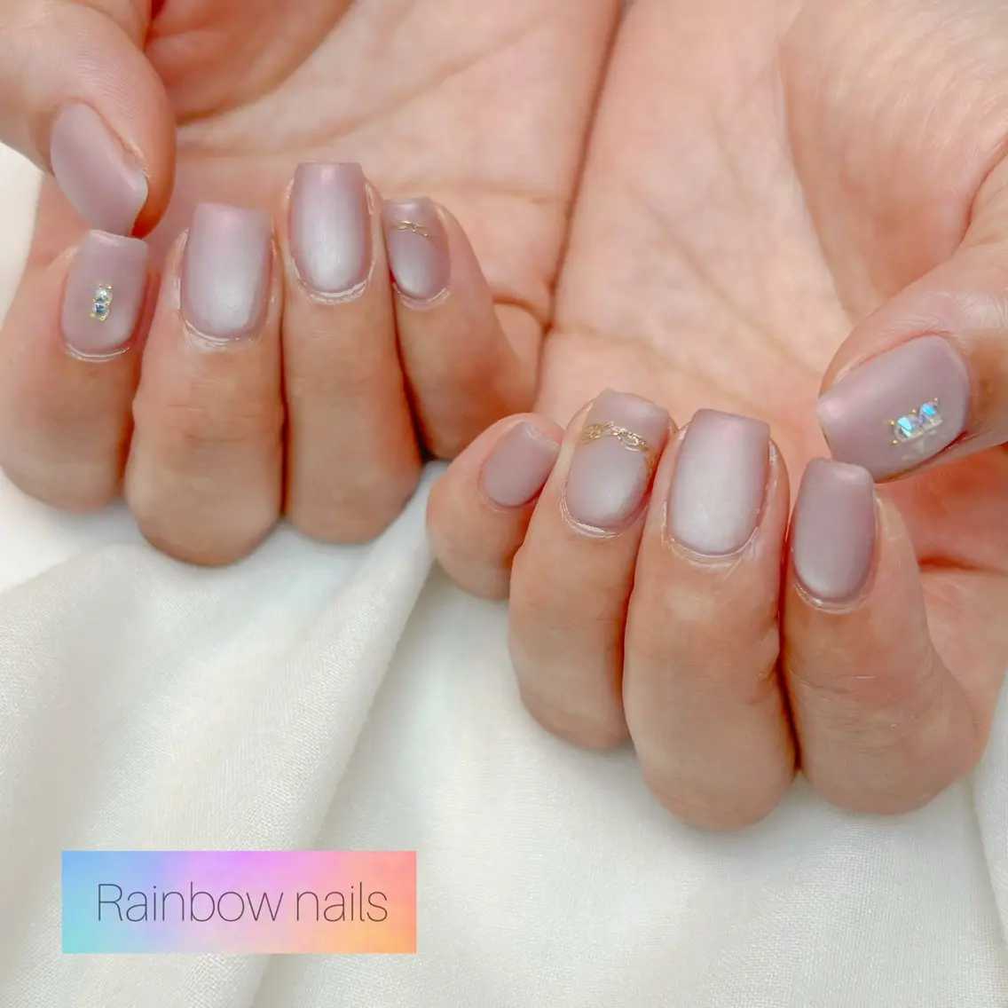 ネイル マットネイル ハンドネイル Rainbow nailsくろちゃんのネイルデザイン