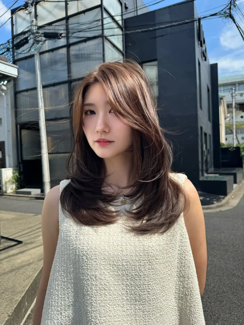 セミロング カラー ヘアアレンジ 韓国レイヤーカット/ 髪質改善/郷家拓斗のヘアスタイル