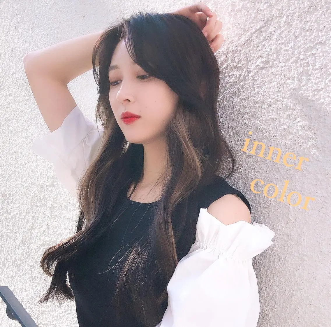 ロング カラー ベージュカラー 黒髪 ブロンド ブルーカラー ブルーブラック 透明感カラー×小 顔レイヤー♡ヒデさんのヘアスタイル