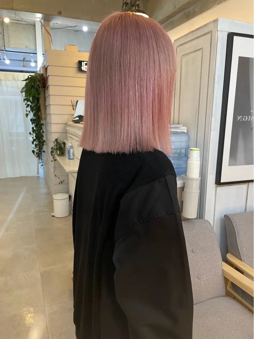 ショート カラー ハイトーンカラー ピンクカラー ヘアカラー トリートメント GiseL 博多筑紫口店のヘアスタイル