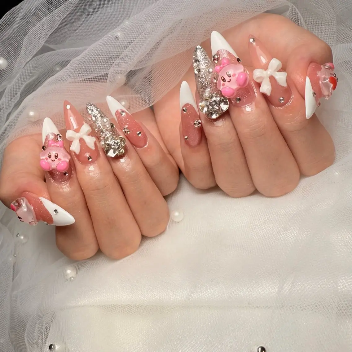 ミディアム 韓国風ヘア ハンドネイル 🌹Belle Nail🌹のネイルデザイン
