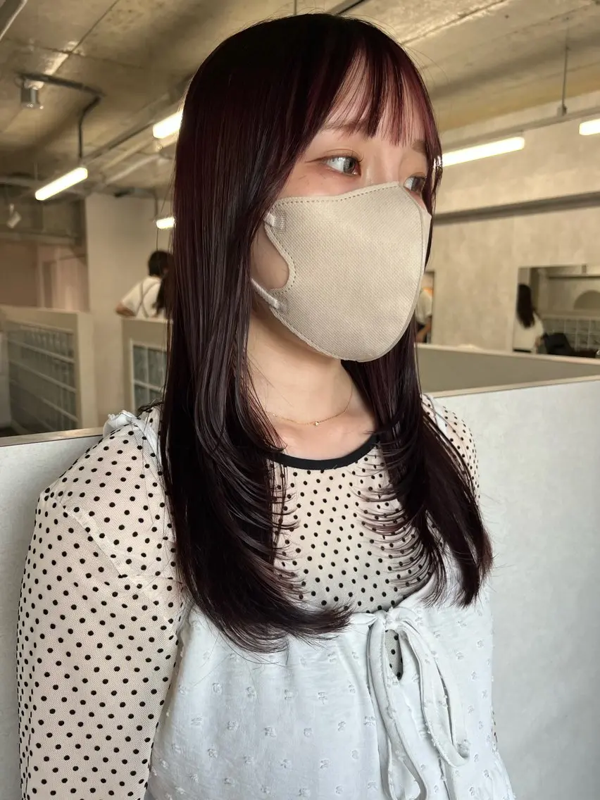 ロング カラー カシス ラベンダーカラー レイヤーカット anon Loemのヘアスタイル