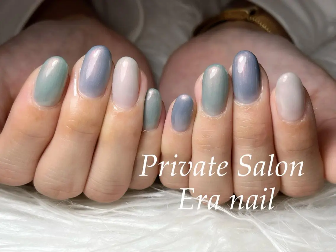 ネイル ブルー ワンカラーネイル ハンドネイル Era nailのネイルデザイン