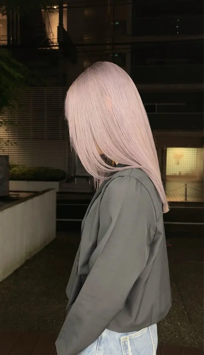 セミロング カラー ピンクカラー カット ヘアカラー ムラ修正💎 艶髪ハイトーン💎のヘアスタイル