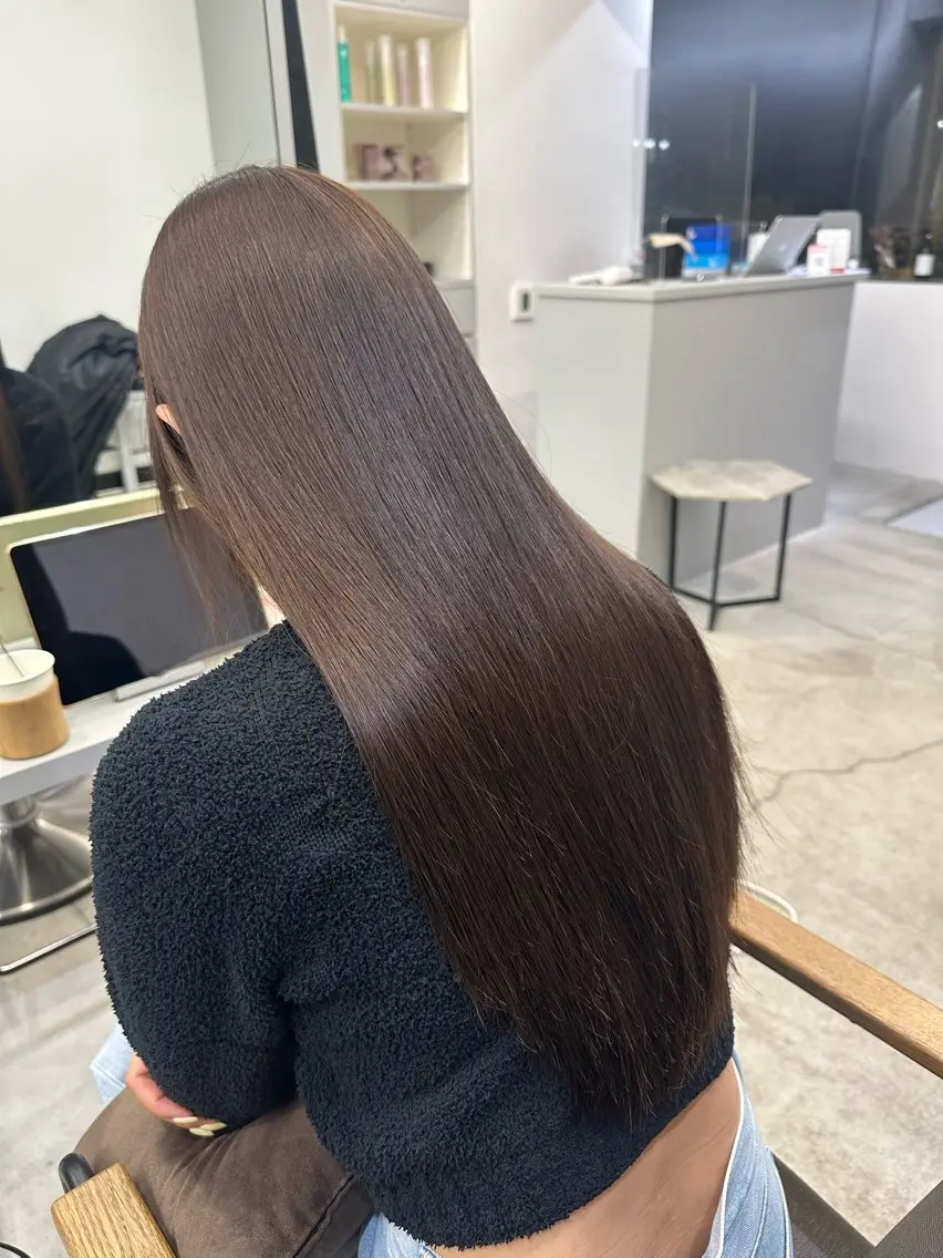 ロング パーマ 縮毛矯正 ハイトーンカラー が絶対可愛い✨泰聖✨のヘアスタイル