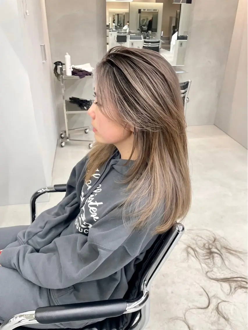 ミディアム カラー ブロンド カット ヘアカラー トリートメント 吉沢遣人/レイヤー 艶カラー/抜け感のヘアスタイル