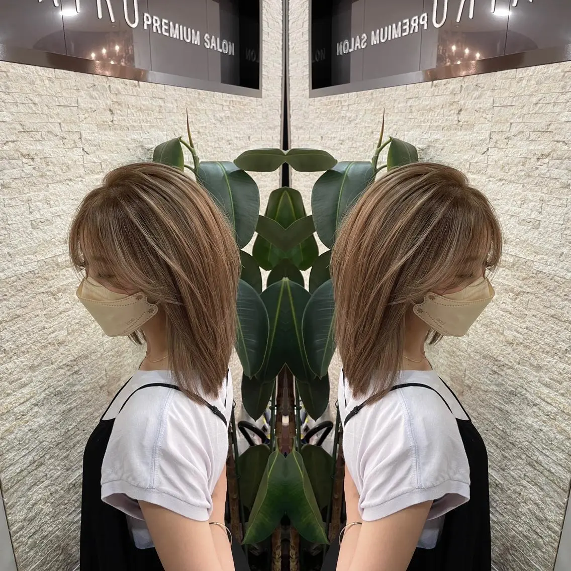 ミディアム カット ヘアカラー トリートメント Y Uのヘアスタイル