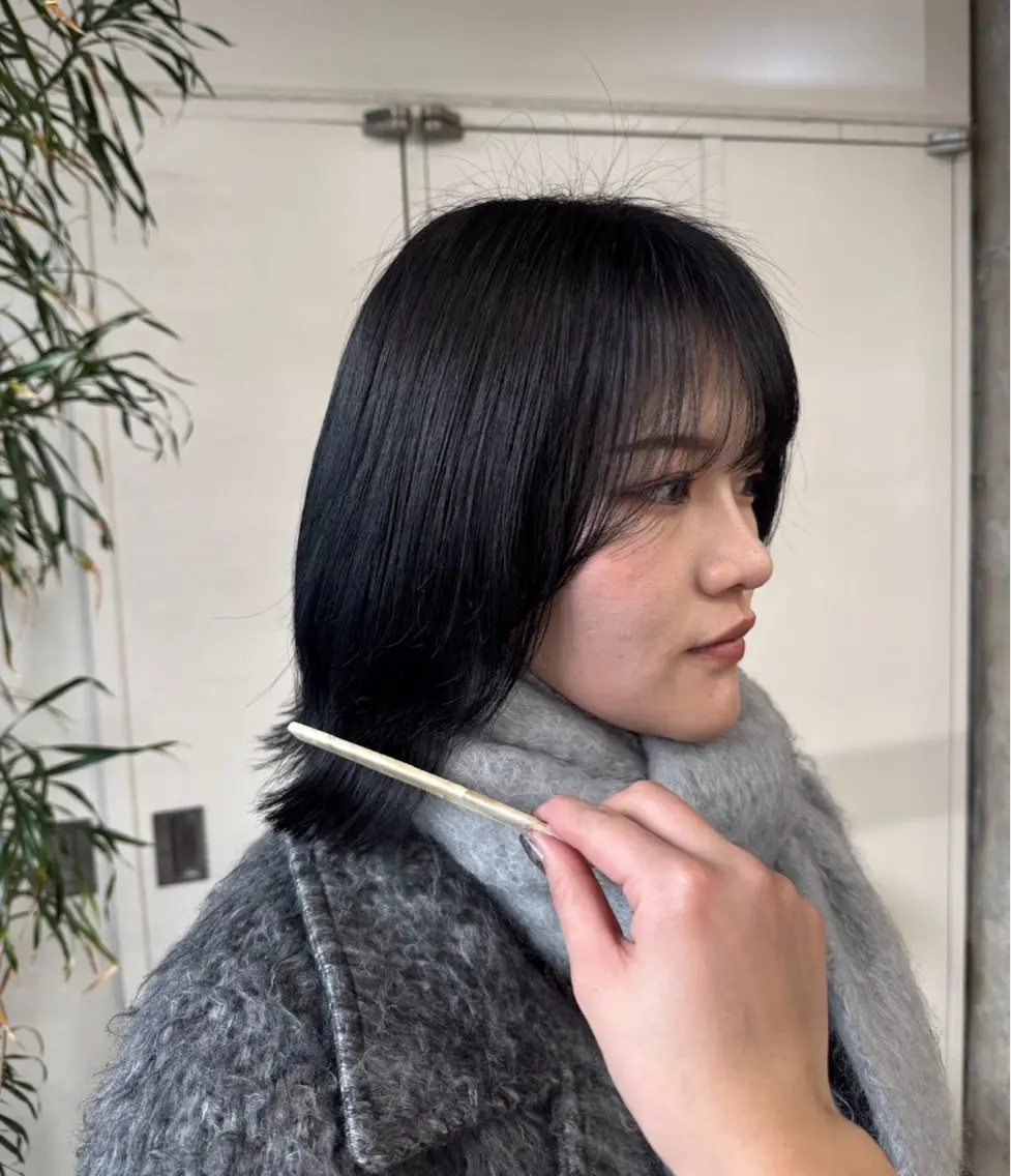 ミディアム カラー ヘアカラー ヘアセット 森田遥奈/透明感カラ ー/酸性ストレートのヘアスタイル