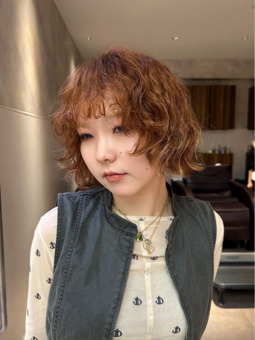 ショート パーマ パーマ 横浜/透明感カラー 🤍ྀི/アレンジのヘアスタイル
