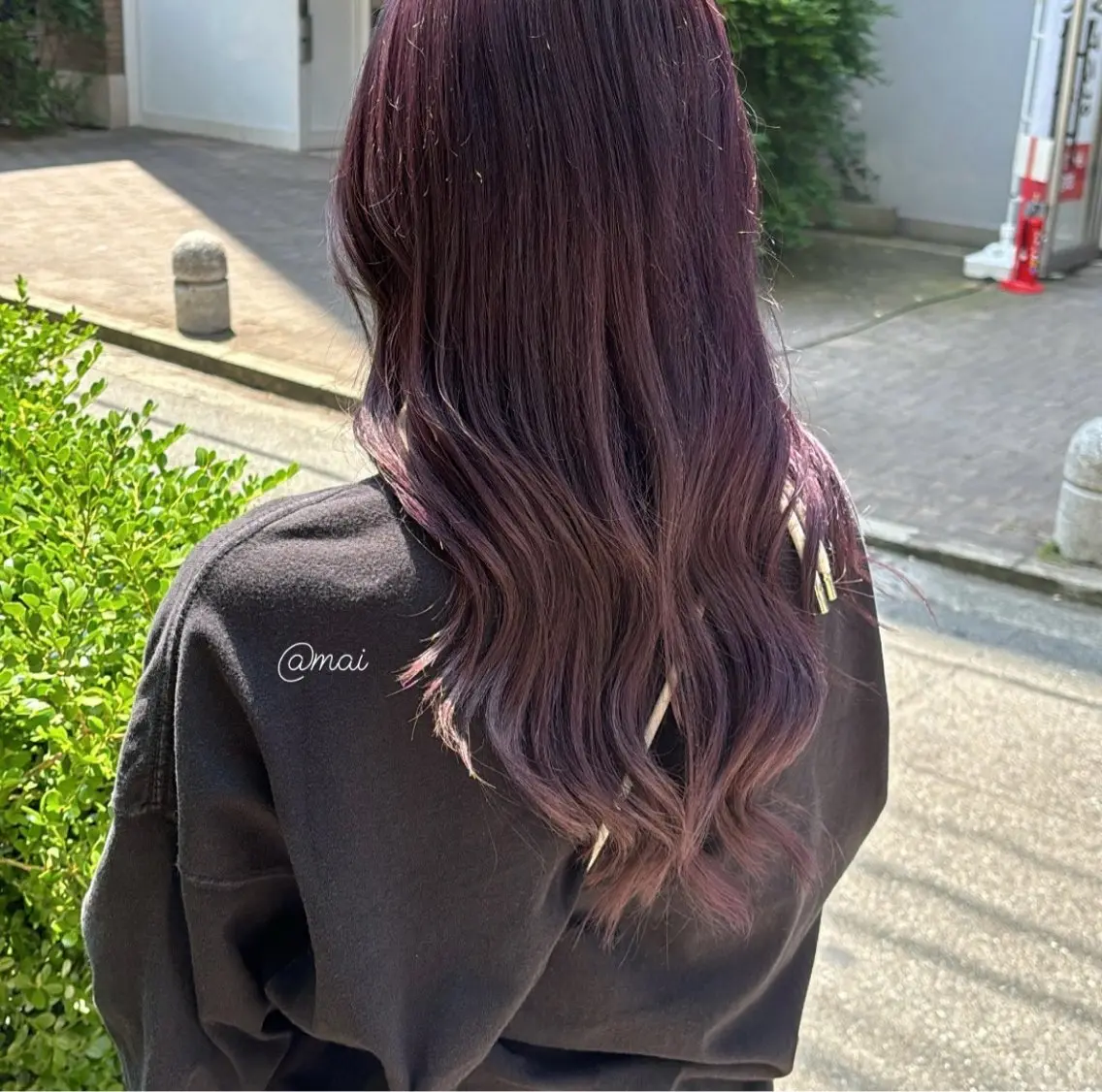 ロング カラー ブリーチ バイオレットカラー mai/天神美容室 【丸みショート】のヘアスタイル