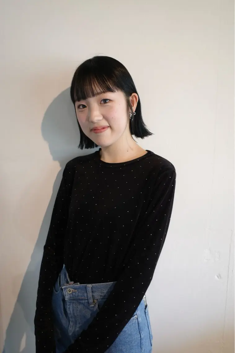 ミディアム カラー 黒髪 ボブ カット ヘアカラー 安藤 結花のヘアスタイル