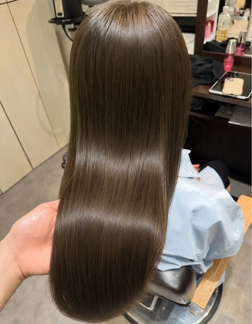 ロング カラー グレージュ オリーブグレージュ オリーブグレー トリートメント ヘアカラー 艶髪・美髪ケア🫧 表参道/MAYU🪽のヘアスタイル