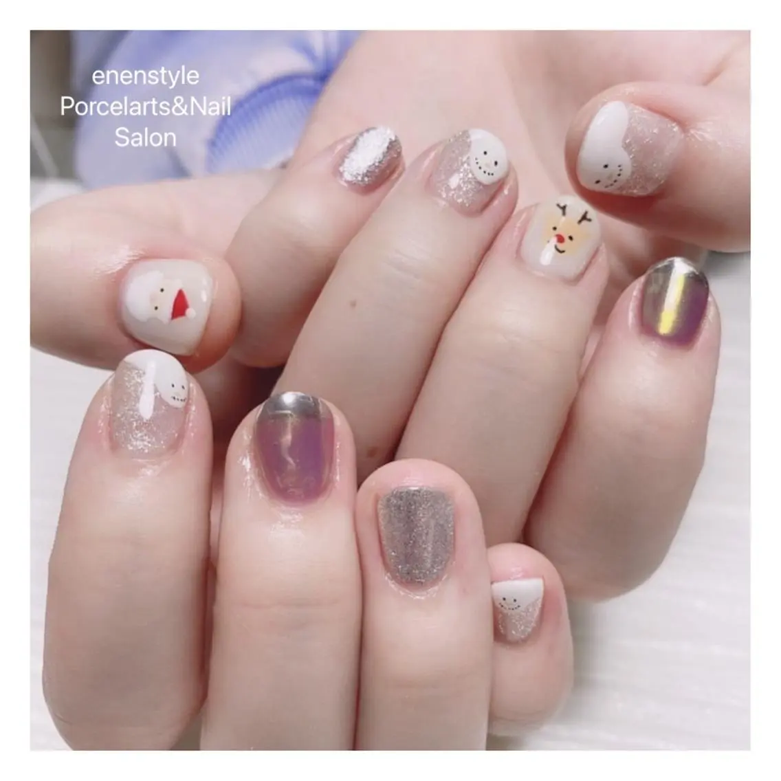 ミディアム ネイル ハンドネイル 🐾enen style 🐾のネイルデザイン