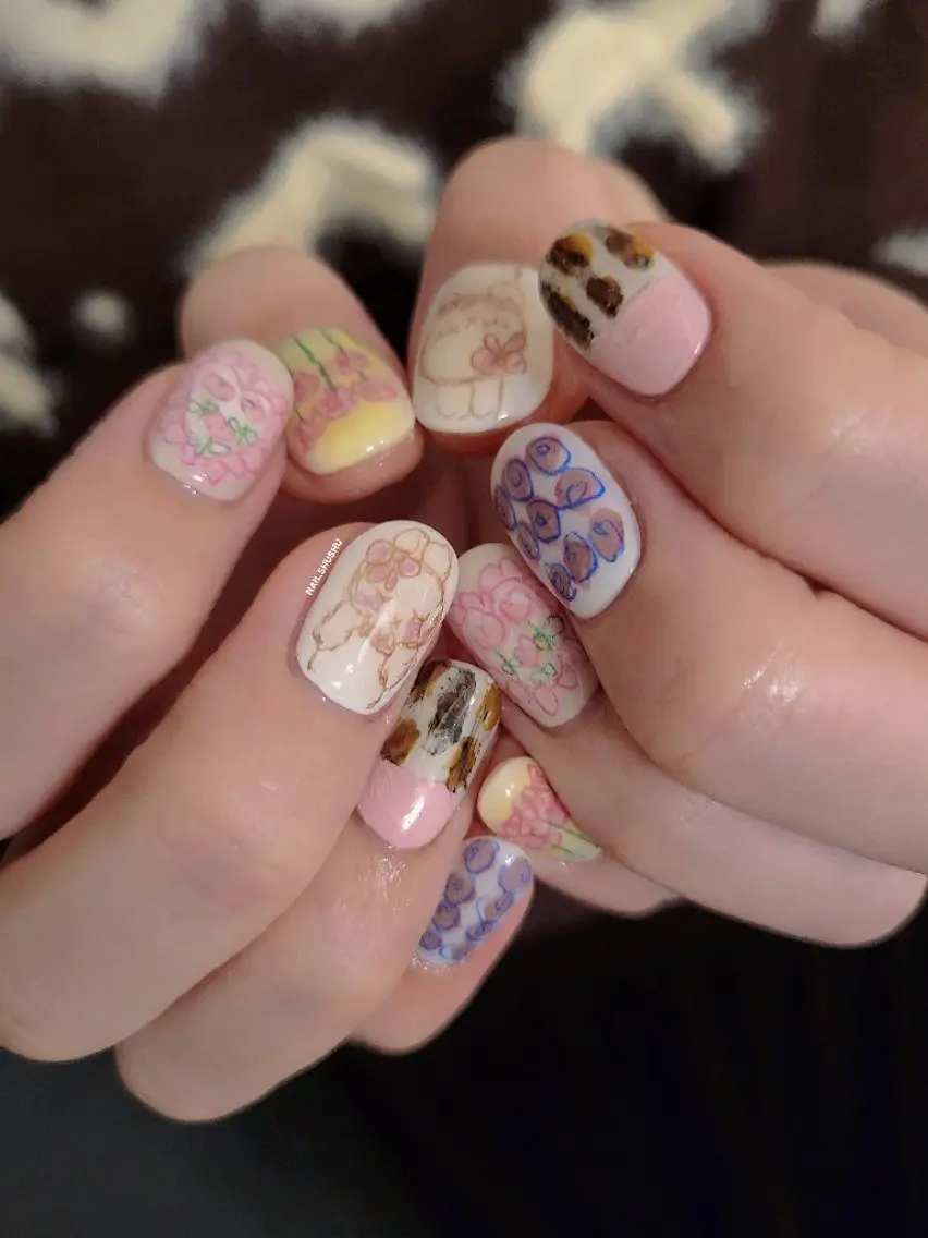 ネイル ハンドネイル 3dパーツ/流行り 👧shushu❤️のネイルデザイン
