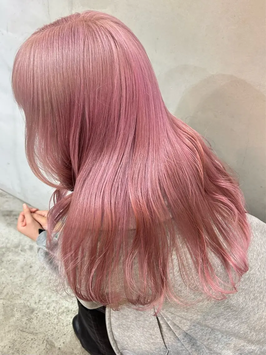 セミロング カラー ピンクカラー カット ヘアカラー トリートメント 🧸艶々韓国ヘア 🧁mizunaのヘアスタイル