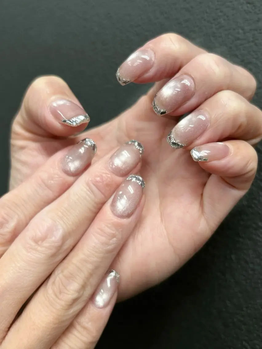 ネイル 韓国ネイル 持ち込み ニュアンスネイル ネイルチップ 冬ネイル LISA ANA.CHUOのネイルデザイン