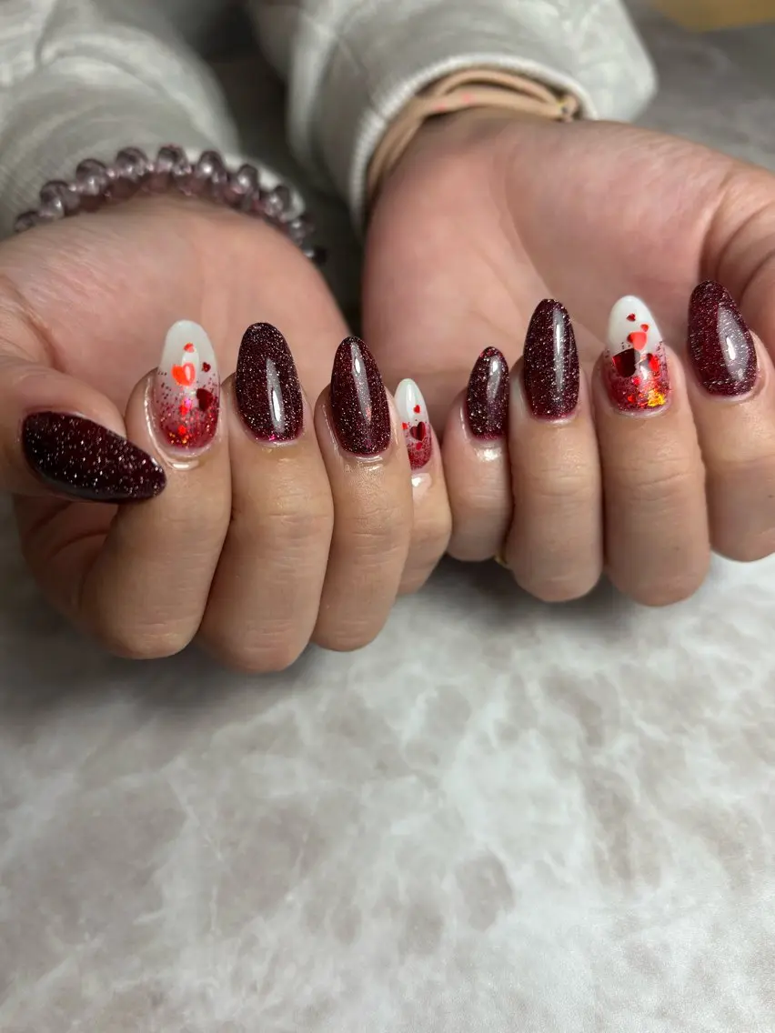 ネイル バレンタイン ハンドネイル NAILSALON en+沖縄市美原のネイルデザイン