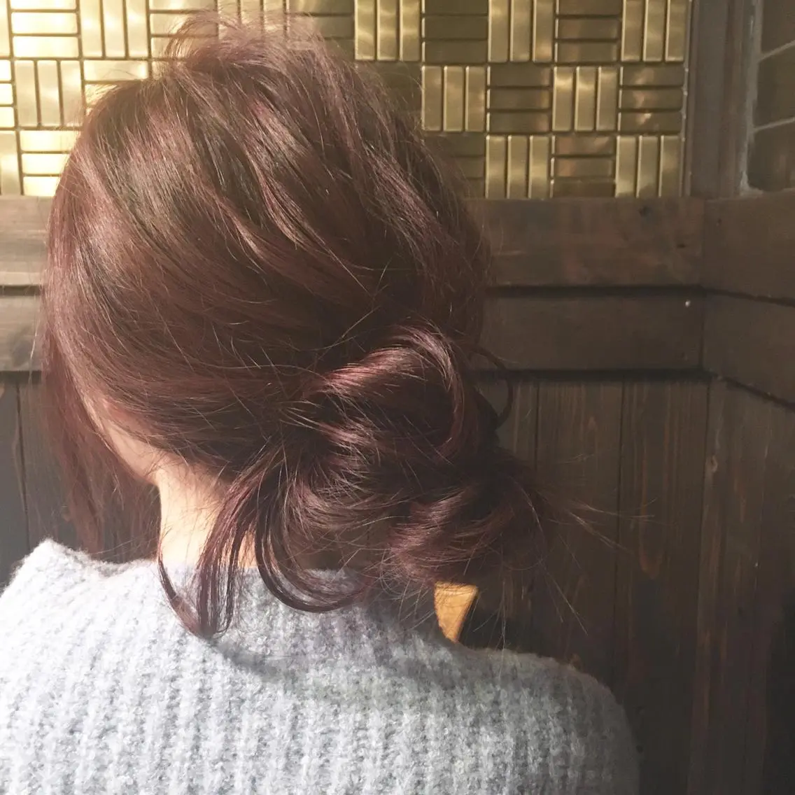 セミロング ロング カラー ヘアアレンジ お団子ヘア 西川 ヒロキのヘアスタイル