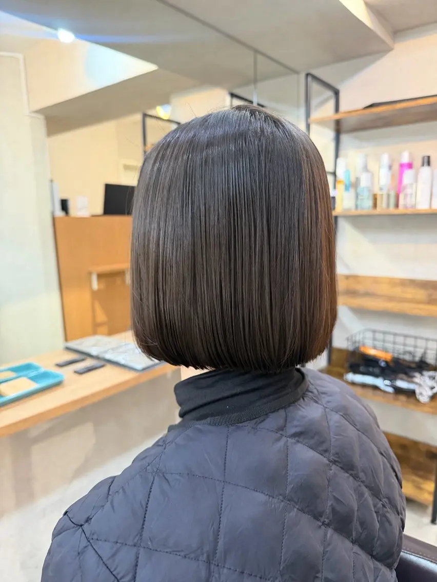 ショート カット 縮毛矯正 トリートメント 🎀Maho🎀ボブ × 髪質改善のヘアスタイル