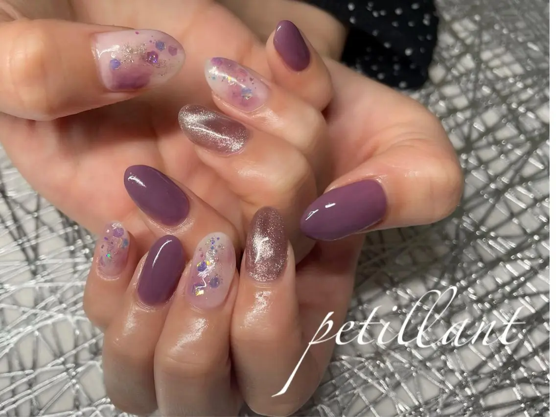 ネイル アートネイル マグネットネイル nail salon petillantのネイルデザイン