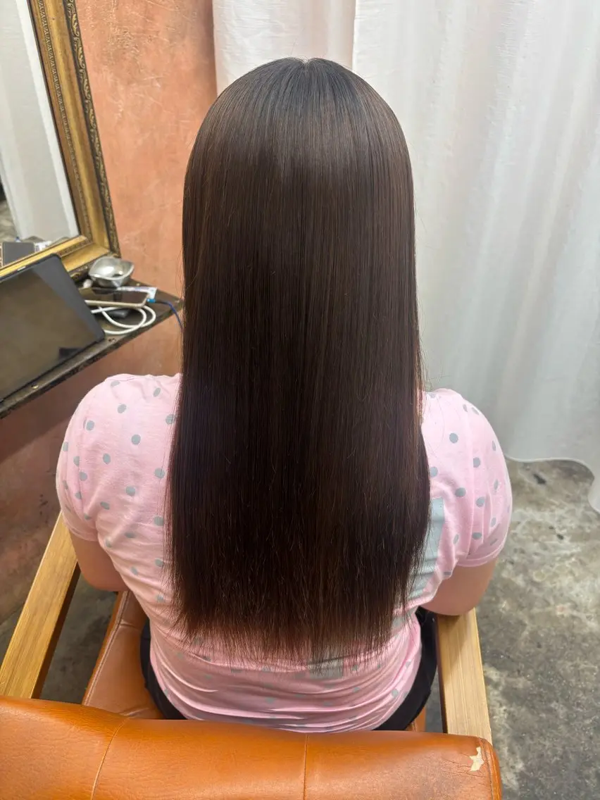 ロング 縮毛矯正 大本 涼風のヘアスタイル