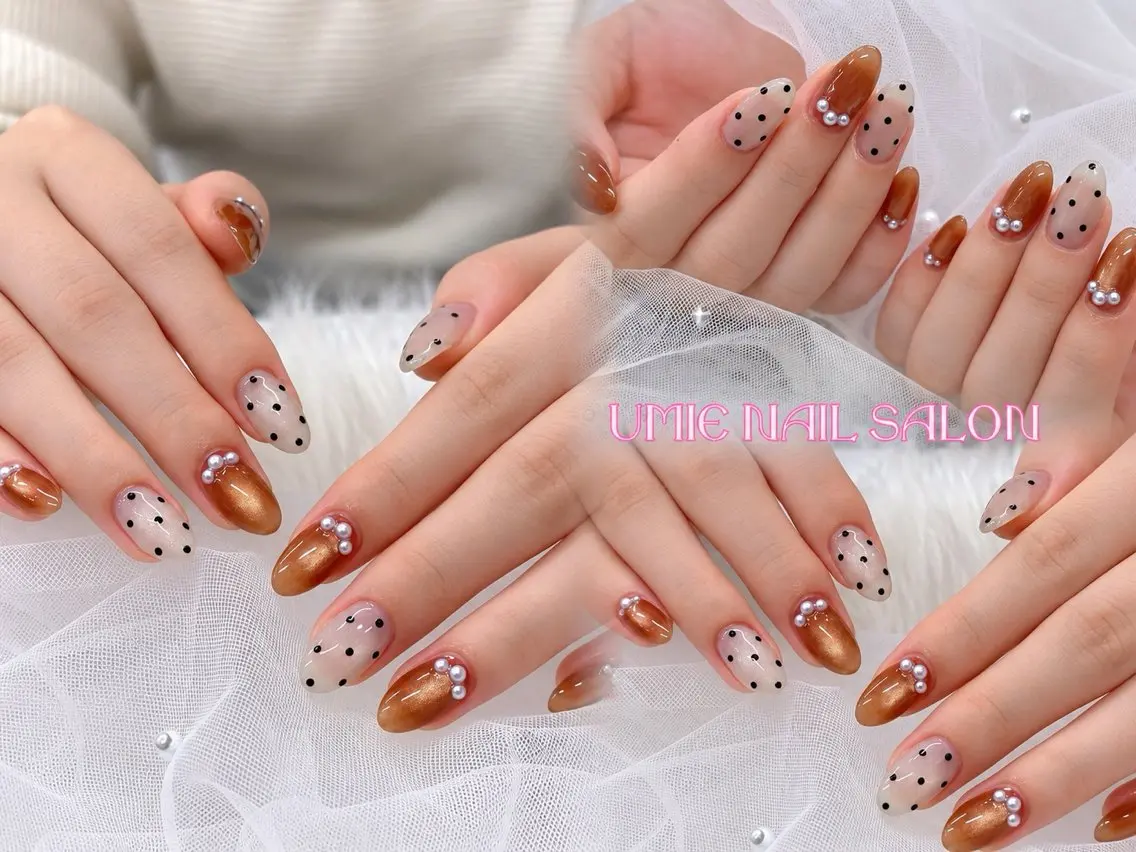 ネイル フットネイル フレンチネイル ジェルネイル ガラスフレンチ マグネットネイル ハンドネイル UMIE NAIL SALONのネイルデザイン