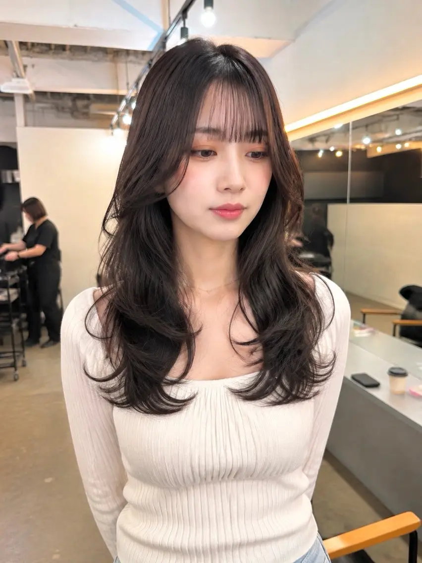 ロング カラー カット ヘアカラー トリートメント 🪡韓国レイヤー/ 艶髪カラー/菊池🪡のヘアスタイル