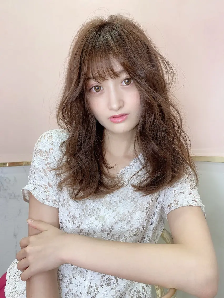 セミロング カラー 髪質改善 トリートメント 韓国/ワンホンヘア 髪質改善/MaCoのヘアスタイル