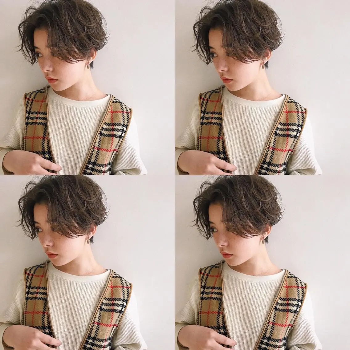 ショート カラー パーマ ヘアアレンジ ハンサムショート ショートヘア 小顔カット カット ヘアセット 松田 亮葉のヘアスタイル