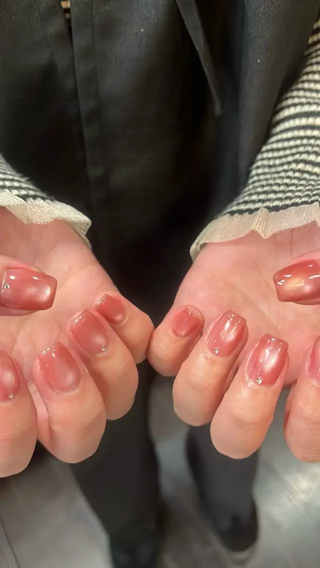 ネイル フラッシュネイル マグネットネイル ニュアンスネイル シンプルネイル バレンタイン SAKU nail 作島茜のネイルデザイン