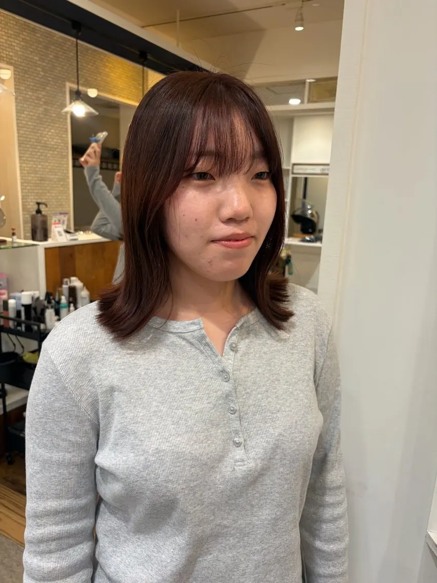 ミディアム カラー ヘアアレンジ ブリーチ トリートメント カット ヘアカラー トリートメント 無料カットモデル‪✨ ✂️Nanami🌷のヘアスタイル