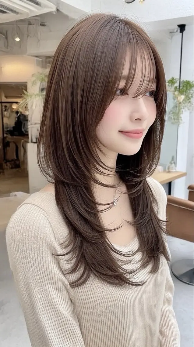 ロング カラー ヘアカラー 🍒モテ暖色カラー × うる艶✧ ゆなのヘアスタイル