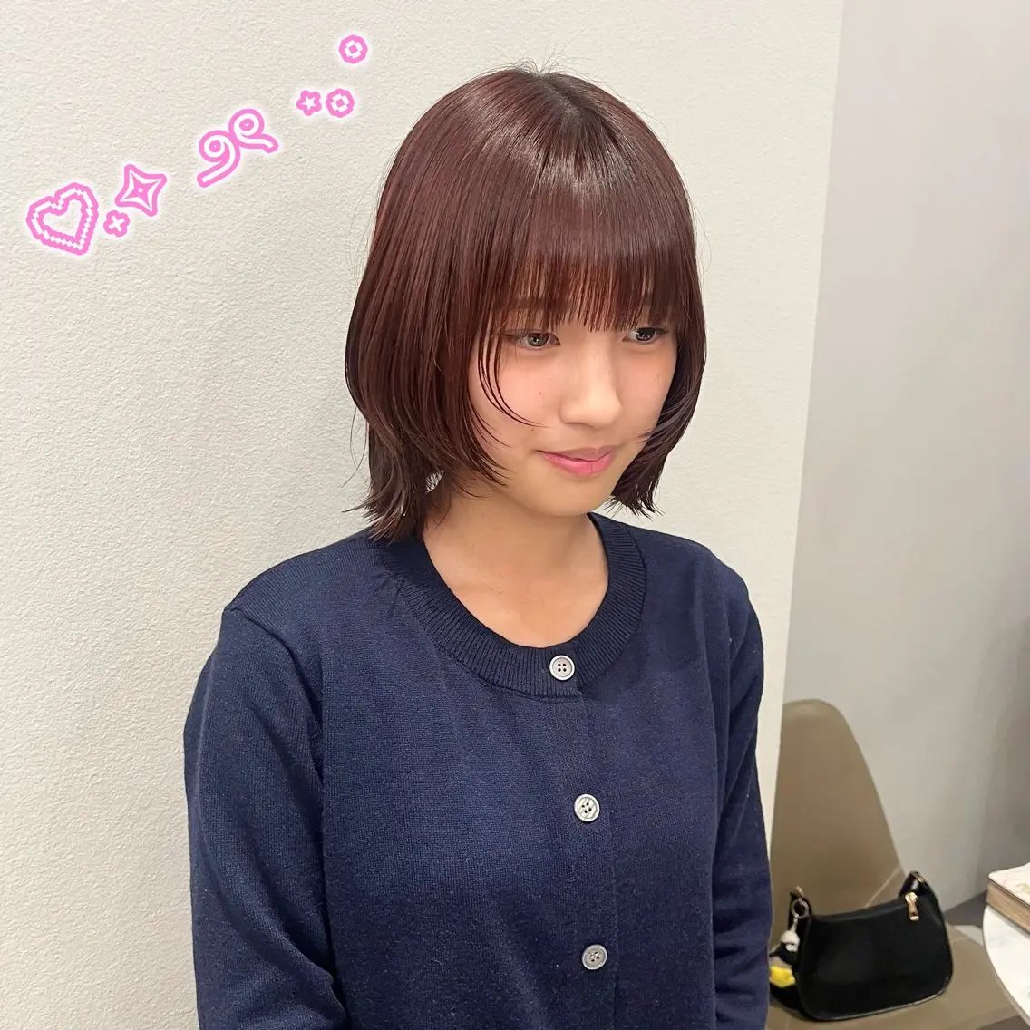 ミディアム カット ヘアカラー 顔周り/ガーリー /ヘアメ/あつはのヘアスタイル