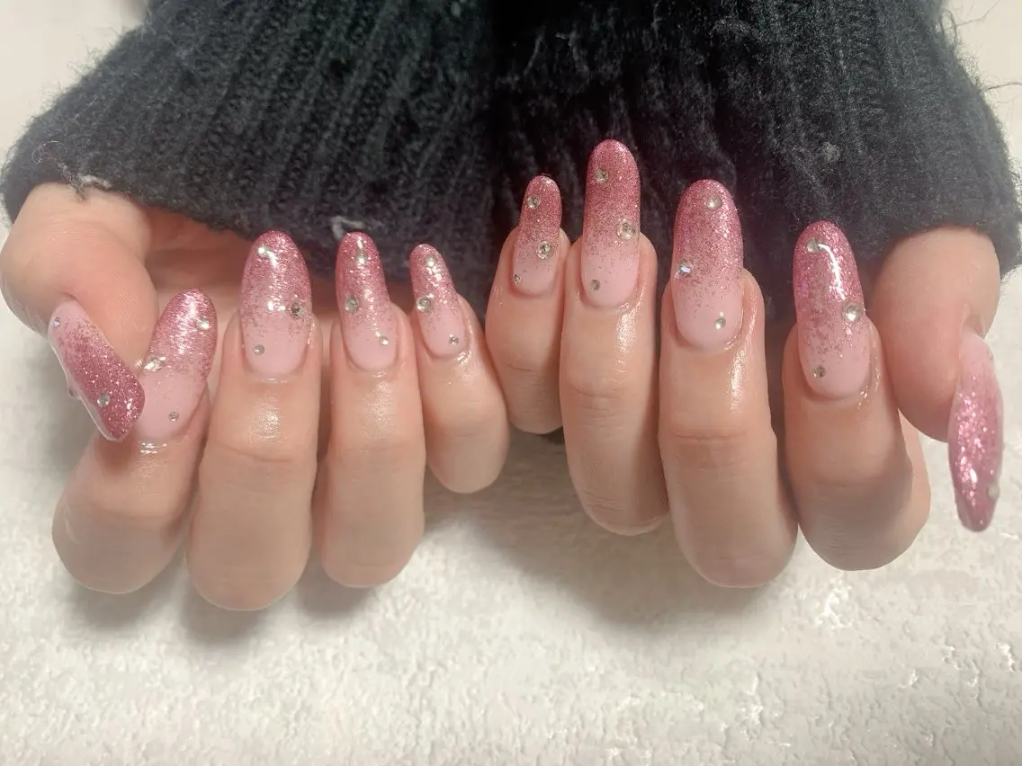 ネイル ジェルネイル グラデーション ラメ(グリッター) ラメグラデーション メンズネイル kiki nail たまプラーザのネイルデザイン