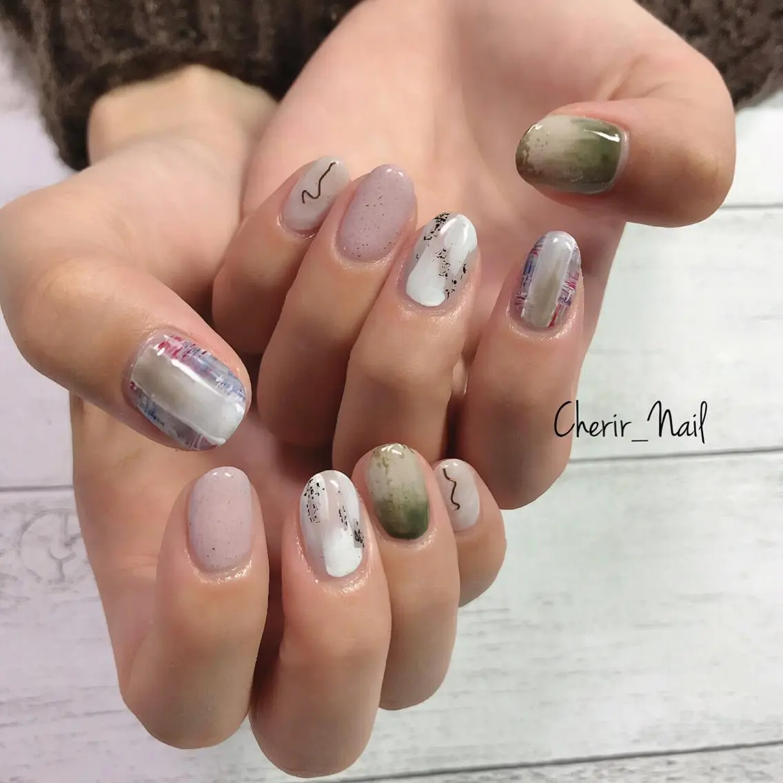 ネイル アートネイル ニュアンスネイル ワンカラーネイル ショートネイル 冬ネイル Cherirnail kaoriのネイルデザイン