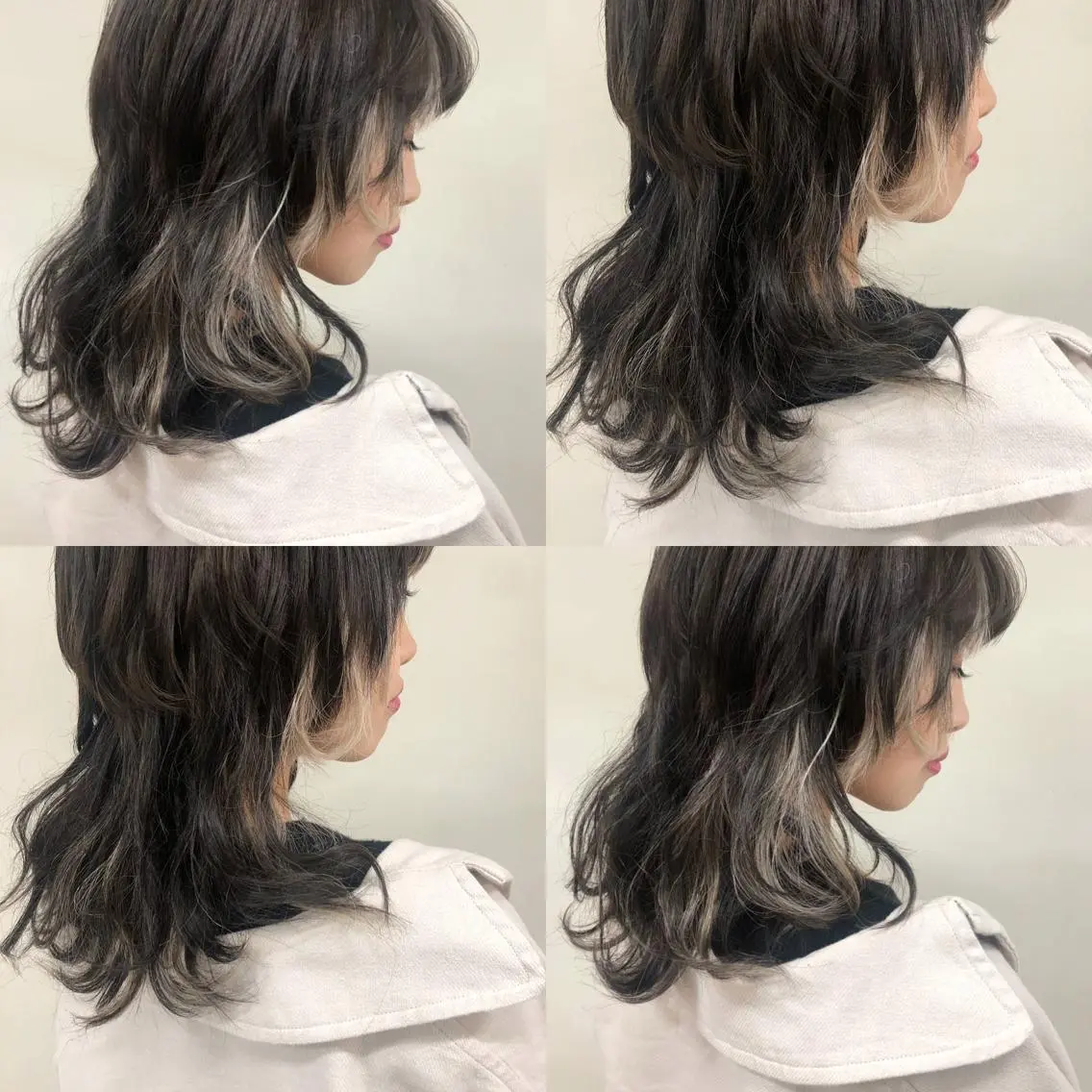 セミロング ウルフカット エクステ ハイトーン 💭黒崎ハルカのヘアスタイル