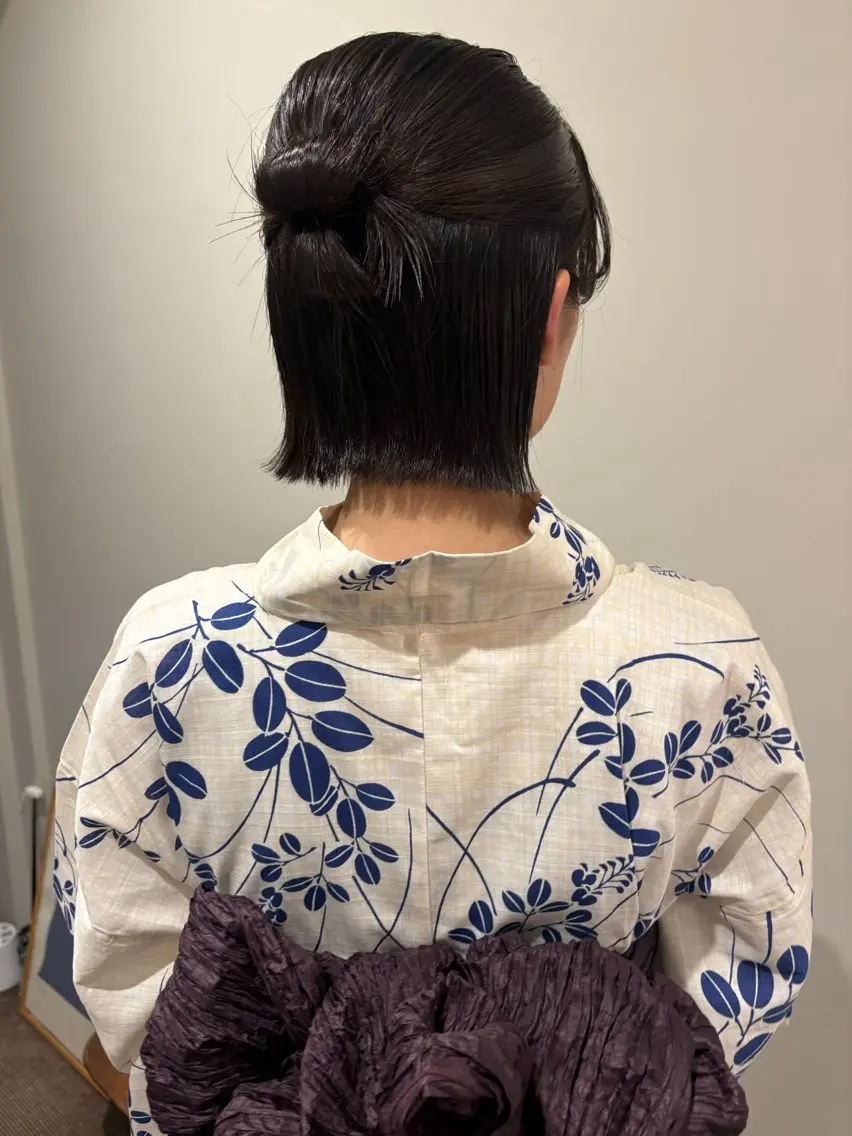ヘアアレンジ 浴衣 ヘアセット yumemiレイヤー ✴︎ 透明感カラーのヘアスタイル