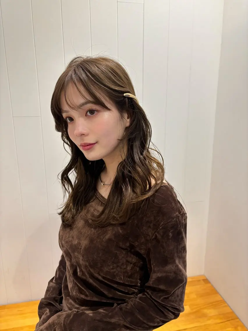 ミディアム カラー カット ヘアカラー トリートメント ブリーチなしWカラー ／レイヤー🎀マリノのヘアスタイル