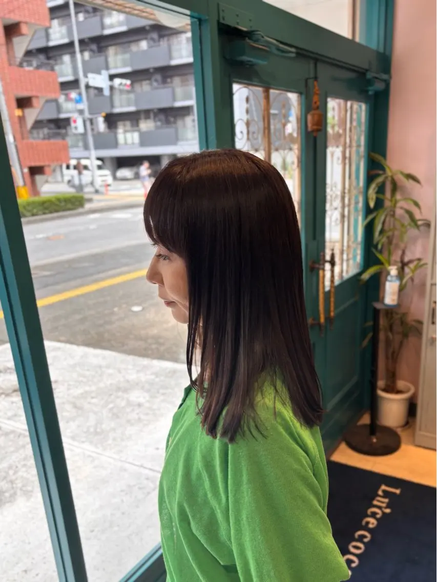 ミディアム カラー カット ヘアカラー 🌱なゆみ🌱透明感 /ナチュラル/高宮のヘアスタイル